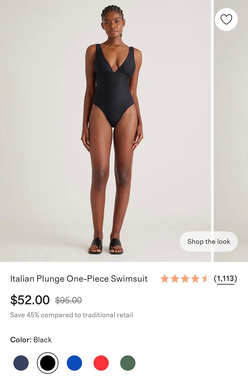 New Quince Italian Plunge One-Piece Swimsuit Size Small MSRP $52